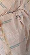 Nude pink chanderi linen saree