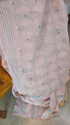 Nude pink chanderi linen saree
