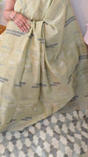 Pista green linen chanderi saree