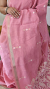 Pink linen chanderi jamdani saree