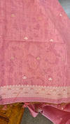 Pink linen chanderi jamdani saree