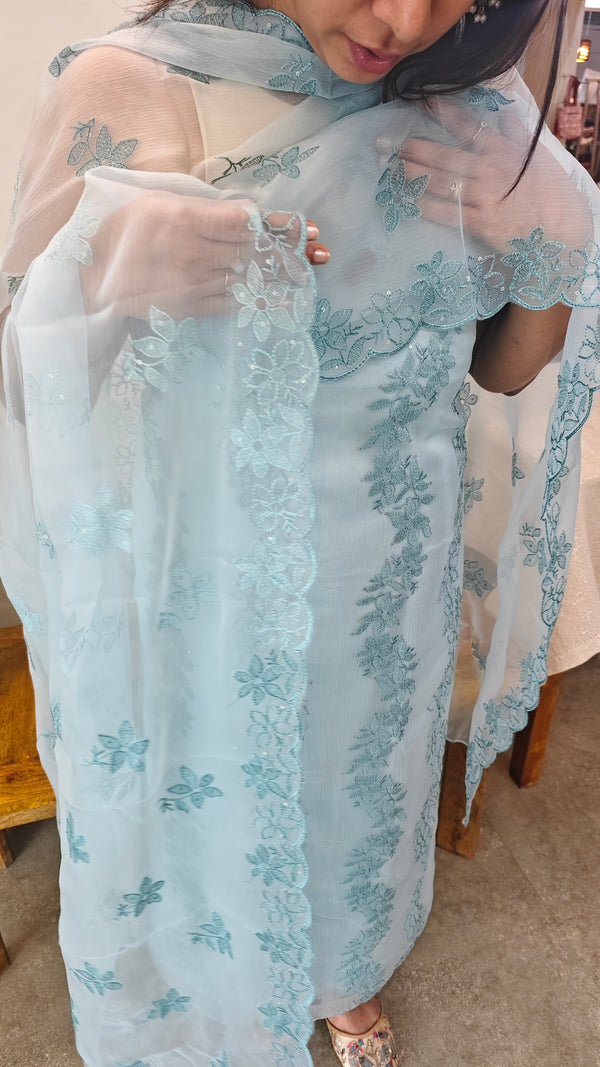 20FP - Powder blue crushed organza suit