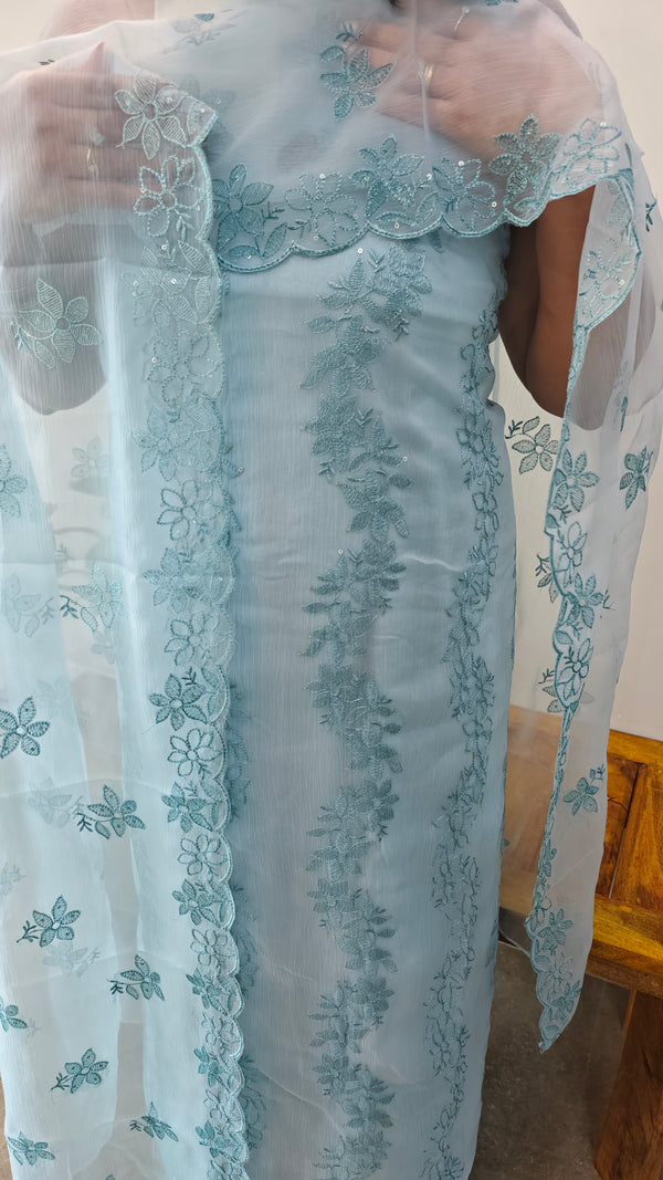 20FP - Powder blue crushed organza suit