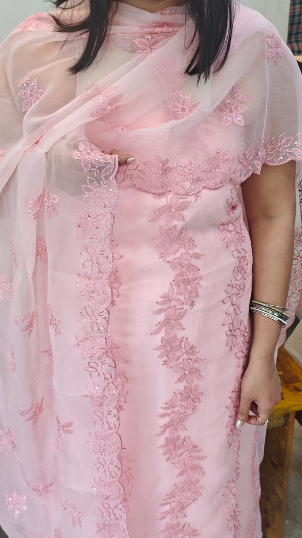 20FP - Pink crushed organza suit