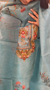 Aqua blue party wear suit