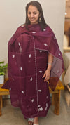 Dark wine net kota suit