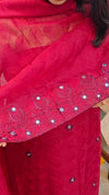 Deep red embroidered organza suit