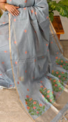EXJ - Bluish grey jamdani saree