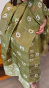 4NTB - Shaded green batik printed tussar silk suit