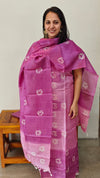 4NTB - Shaded mauve batik printed tussar silk suit