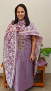 Lavender linen suit jamdani dupatta