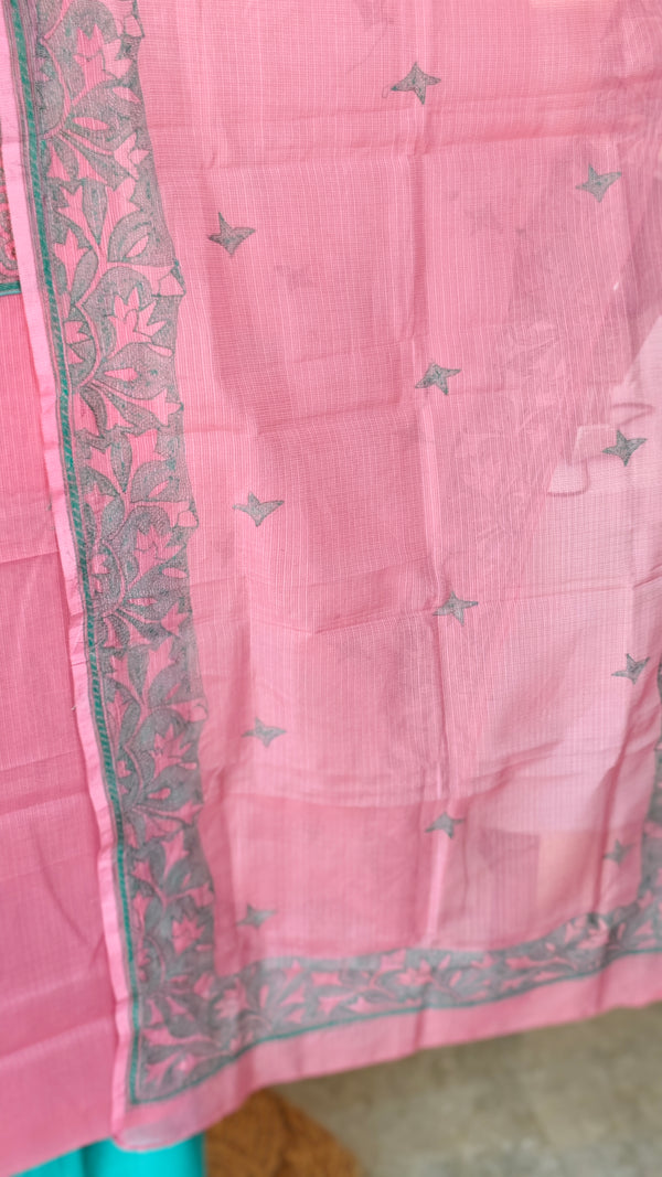 Pink and green net kota suit