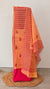 Orange and red block printed net kota suit
