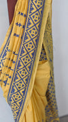 Yellow kutch work saree