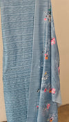 Bluish grey tussar silk suit