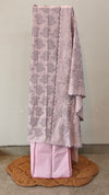 Lilac slub cotton embroidered suit