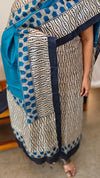 Desi tussar block printed suit - Blue