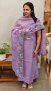 Lavender embroidered net kota suit