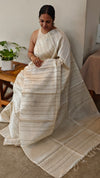 Off white woven tussar silk saree