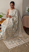 Off white printed semi silk saree - AY1