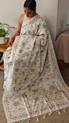 Off white printed semi silk saree - AZ1