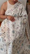 Off white printed semi silk saree - AZ1