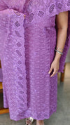 812 - Lavender cutwork tepchi kota suit