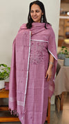 Lavender linen hand embroidered suit