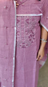 Lavender linen hand embroidered suit