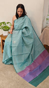 14R8 - Teal blue silky kota saree