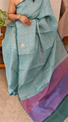 14R8 - Teal blue silky kota saree