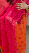 Red and orange net kota suit