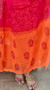 Red and orange net kota suit