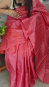 10SQ - Peach pink sequins woven tussar silk saree