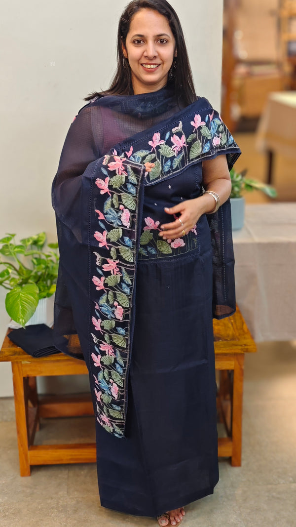 Navy Blue Net Kota suit