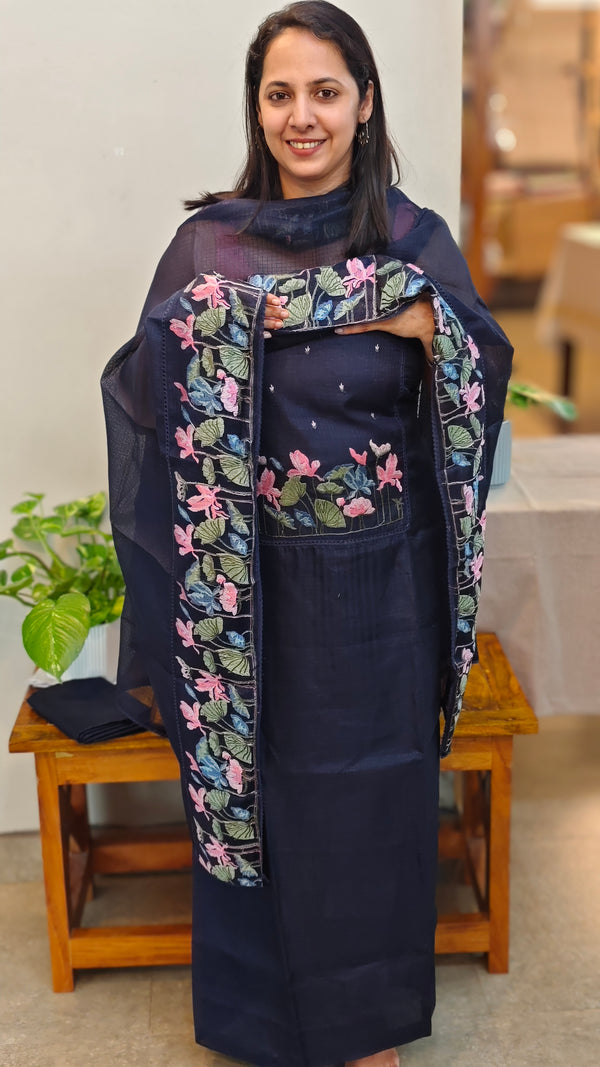 Navy Blue Net Kota suit
