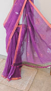 Purple linen silk saree