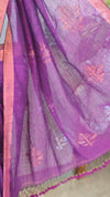 Purple linen silk saree
