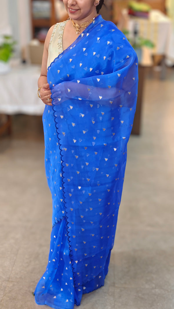 M3S - Cobalt blue organza silk saree