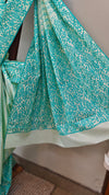 Aqua green matka cotton saree with aari embroidery
