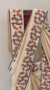 Light beige moonga kota embroidered saree