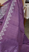 Orchid shade desi tussar silk saree with cross stitch embroidery