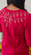Dark pink 2 piece kurthi set
