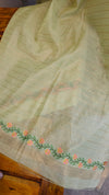 EX46 - Lime green Jamdani saree