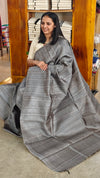 Grey woven tussar silk saree - 2490SM