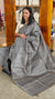 Grey woven tussar silk saree - 2490SM
