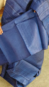 Navy blue woven tussar silk saree - 2490SM