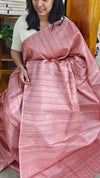 Blush pink woven tussar silk saree - 2490SM