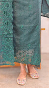 702CW - Bottle green tepchi kota cutwork suit