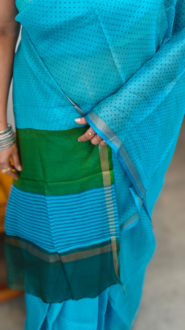 5KS1 Teal blue Kota silk saree